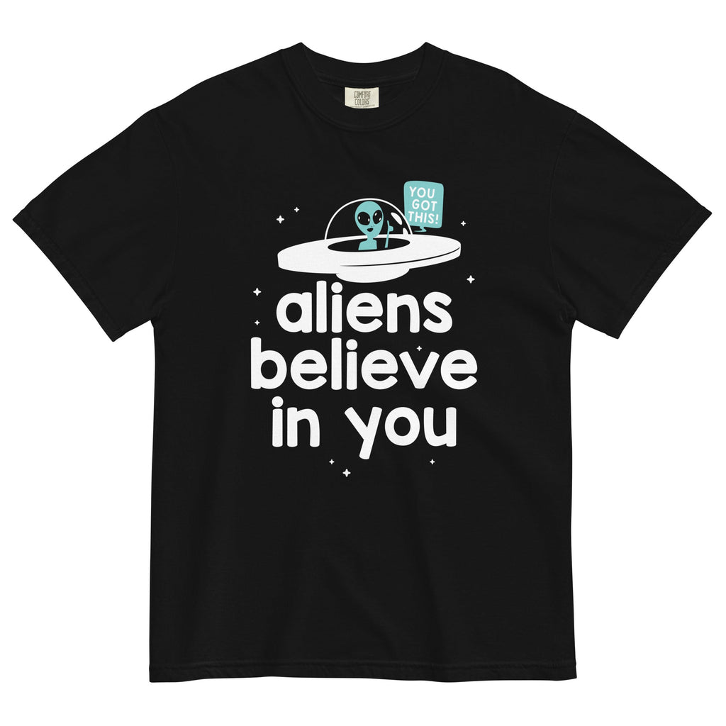 Aliens Believe In You Men's Relaxed Fit Tee Hoodie, Sweatshirt | CoreVibeTees.com (Image 2)