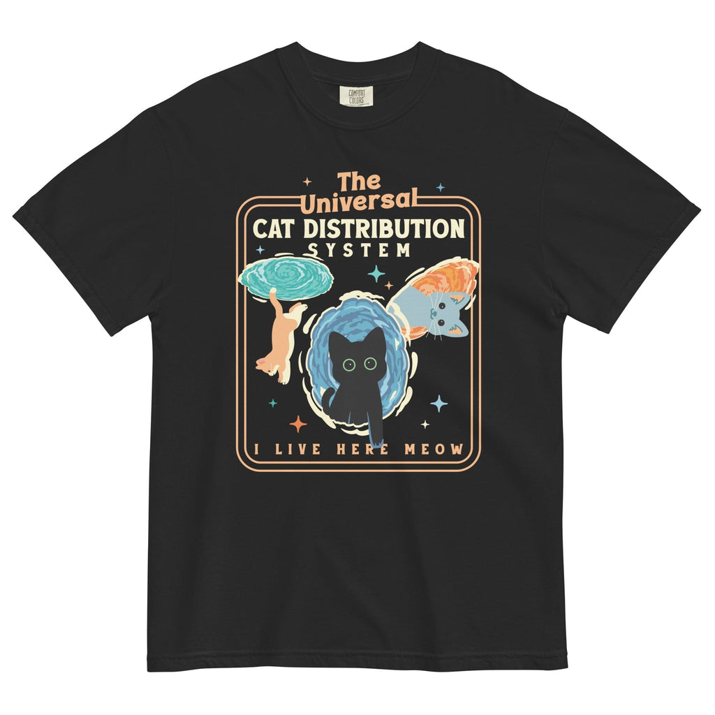 The Universal Cat Distribution System Men's Relaxed Fit Tee Hoodie, Sweatshirt | CoreVibeTees.com (Image 1)