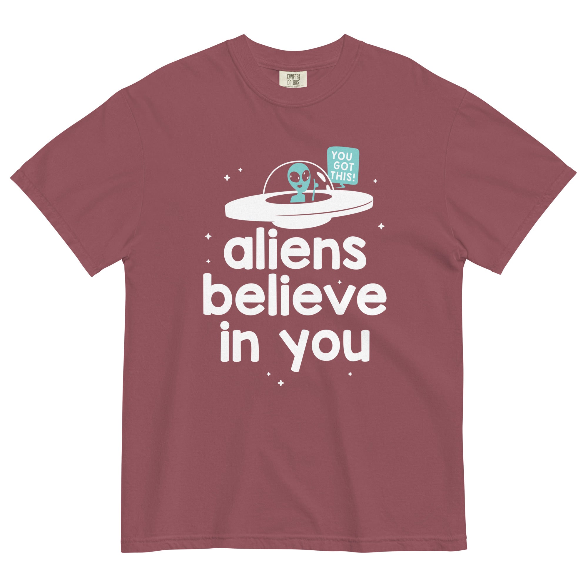 Aliens Believe In You Men's Relaxed Fit Tee Hoodie, Sweatshirt | CoreVibeTees.com (Image 1)