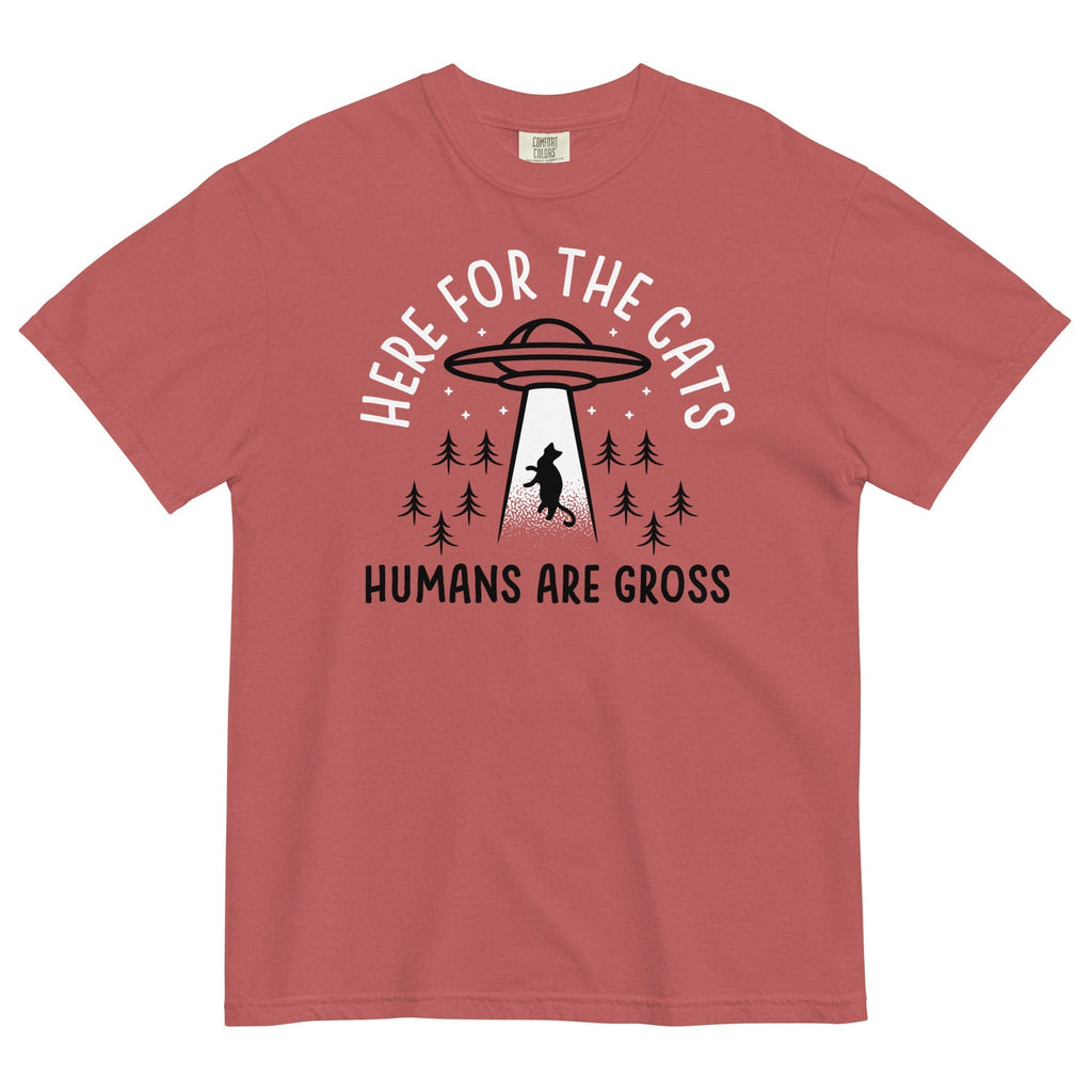 Here For The Cats, Humans Are Gross Men's Relaxed Fit Tee Hoodie, Sweatshirt | CoreVibeTees.com (Image 3)
