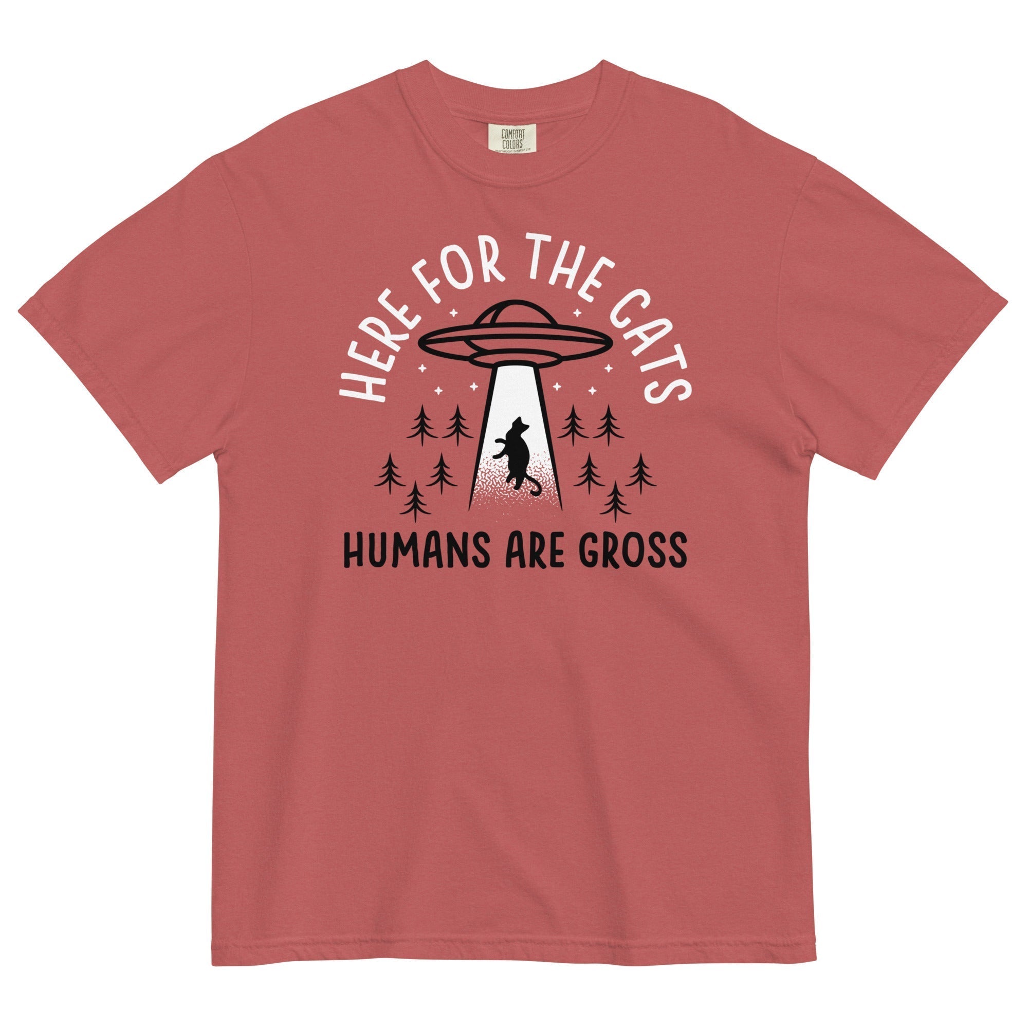 Here For The Cats, Humans Are Gross Men's Relaxed Fit Tee Hoodie, Sweatshirt | CoreVibeTees.com (Image 3)