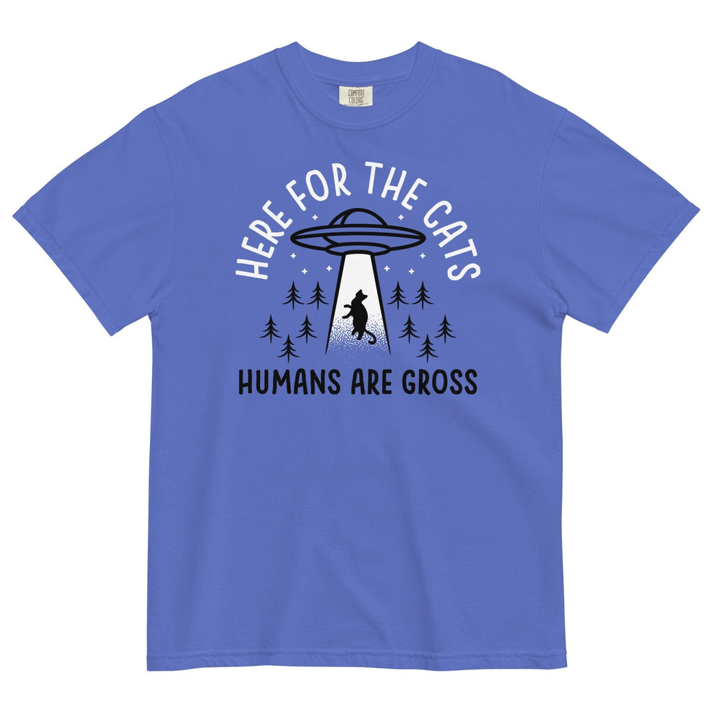 Here For The Cats, Humans Are Gross Men's Relaxed Fit Tee Hoodie, Sweatshirt | CoreVibeTees.com (Image 4)