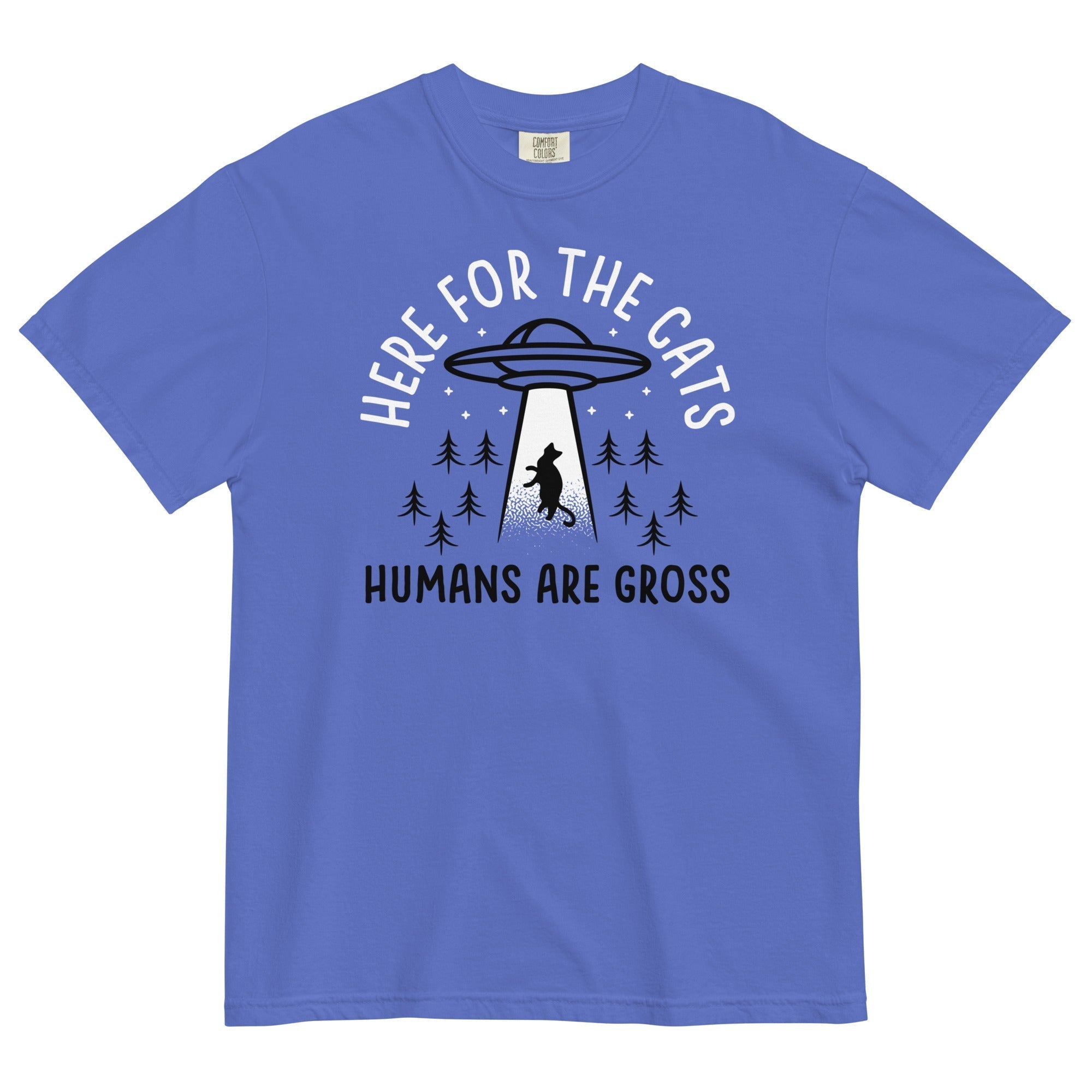 Here For The Cats, Humans Are Gross Men's Relaxed Fit Tee Hoodie, Sweatshirt | CoreVibeTees.com (Image 4)