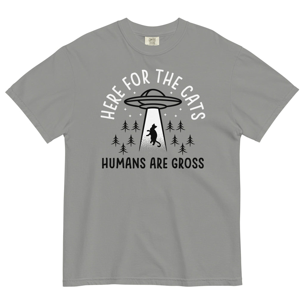 Here For The Cats, Humans Are Gross Men's Relaxed Fit Tee Hoodie, Sweatshirt | CoreVibeTees.com (Image 1)