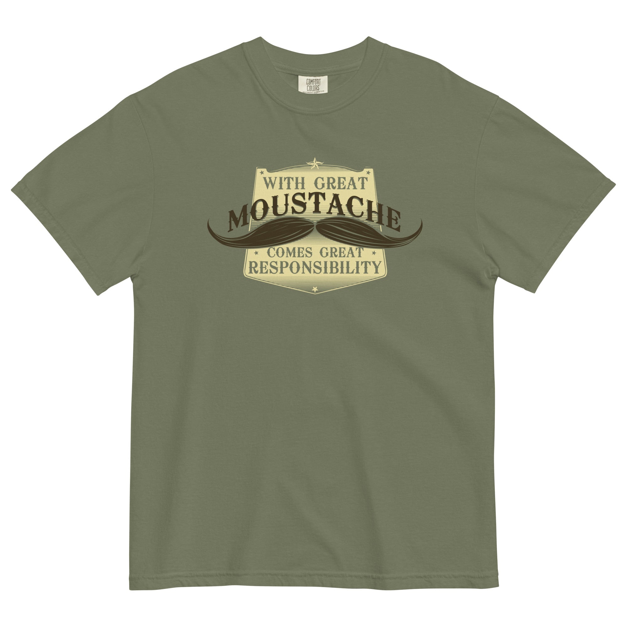 With Great Moustache Men's Relaxed Fit Tee Hoodie, Sweatshirt | CoreVibeTees.com (Image 1)