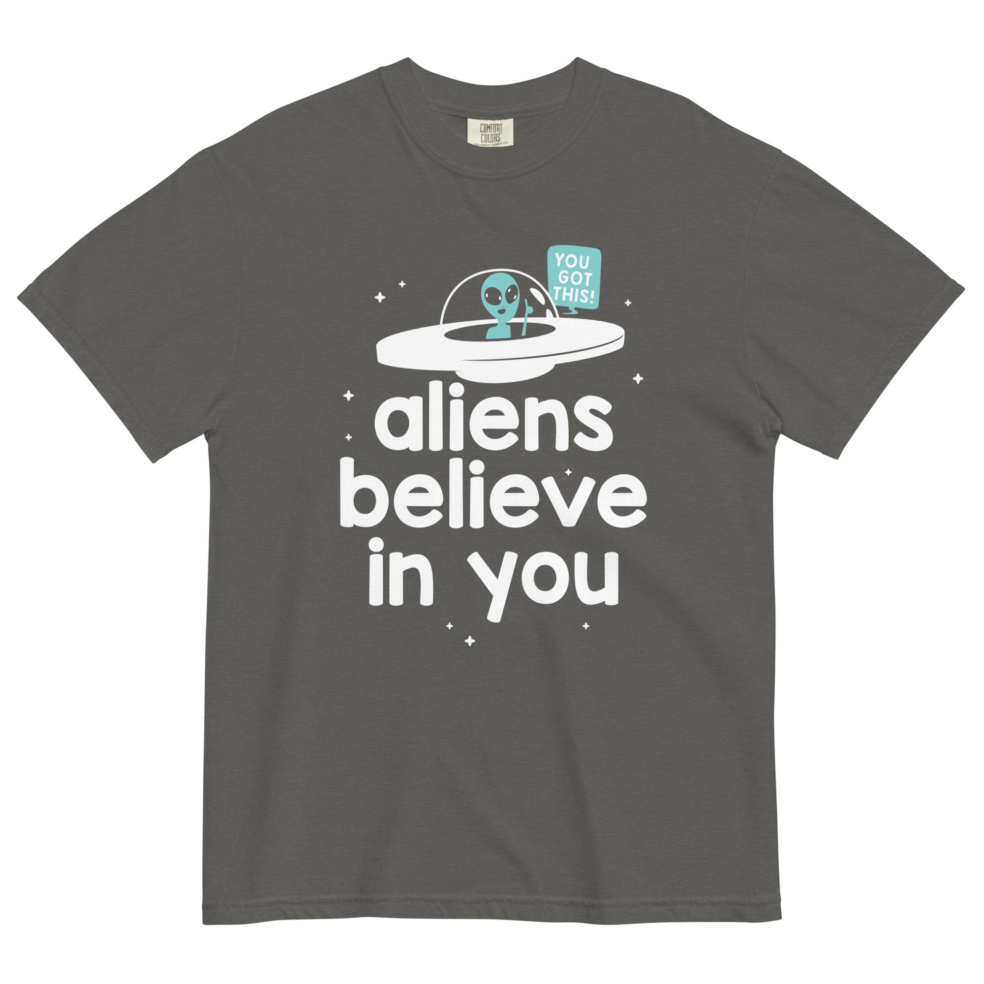 Aliens Believe In You Men's Relaxed Fit Tee Hoodie, Sweatshirt | CoreVibeTees.com (Image 4)