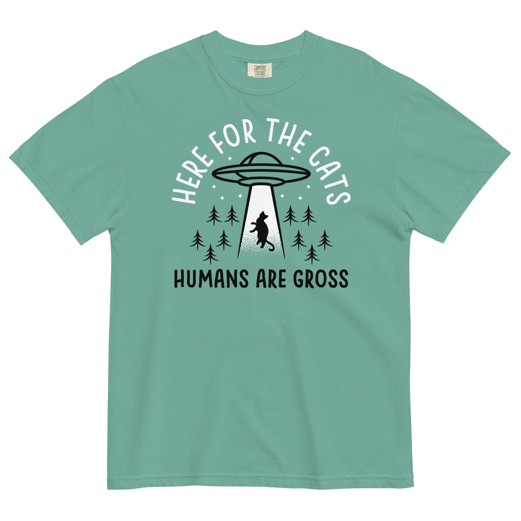 Here For The Cats, Humans Are Gross Men's Relaxed Fit Tee Hoodie, Sweatshirt | CoreVibeTees.com (Image 2)