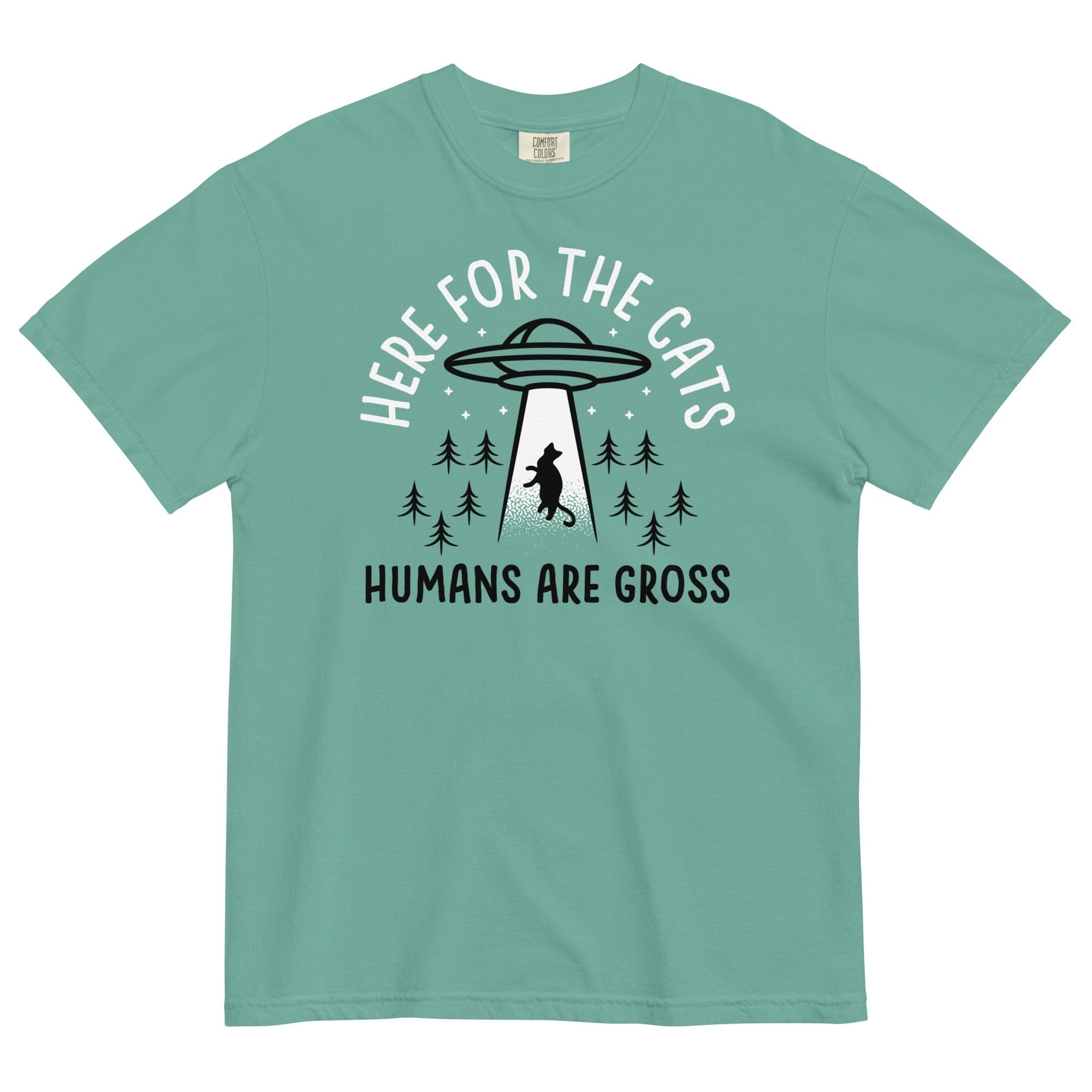 Here For The Cats, Humans Are Gross Men's Relaxed Fit Tee Hoodie, Sweatshirt | CoreVibeTees.com (Image 2)