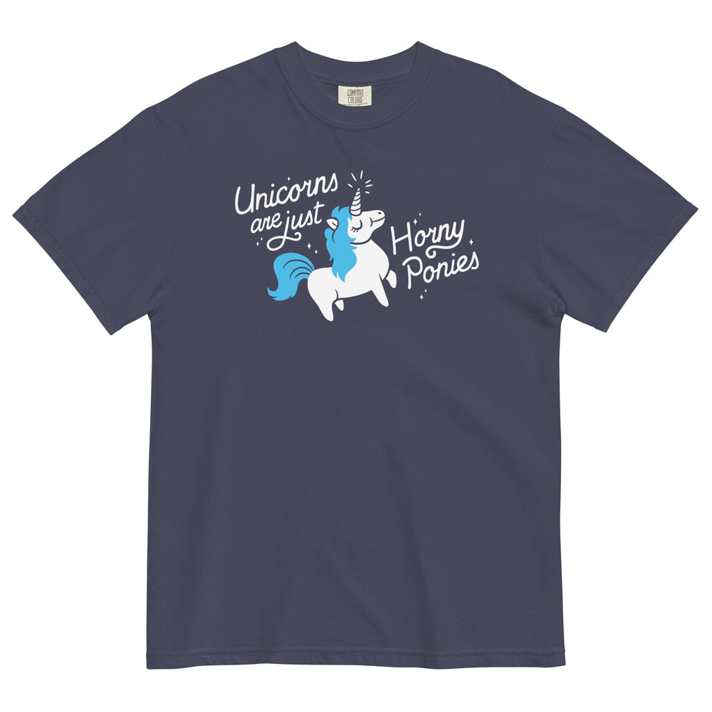 Unicorns Are Just Horny Ponies Men's Relaxed Fit Tee Hoodie, Sweatshirt | CoreVibeTees.com (Image 1)