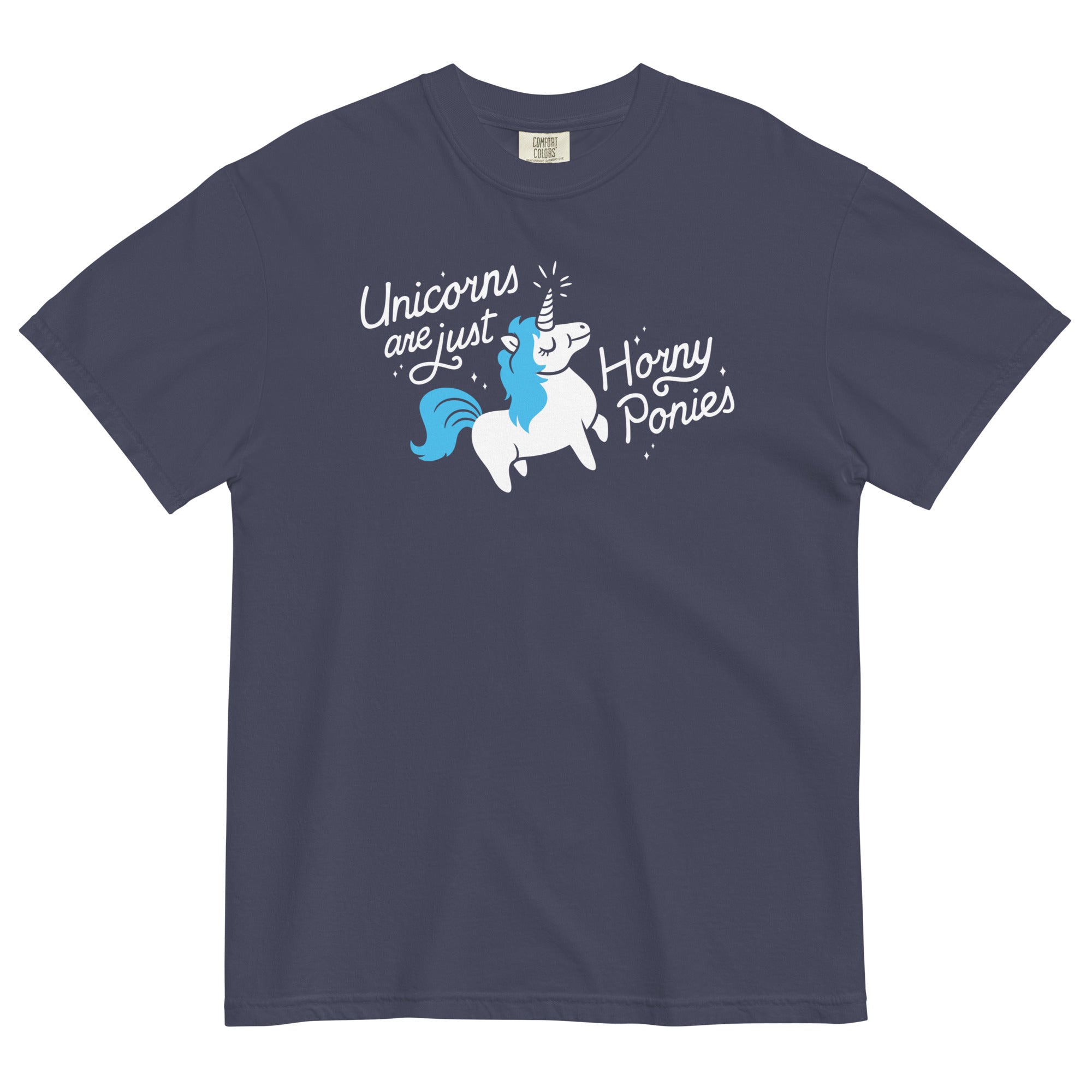 Unicorns Are Just Horny Ponies Men's Relaxed Fit Tee Hoodie, Sweatshirt | CoreVibeTees.com (Image 1)
