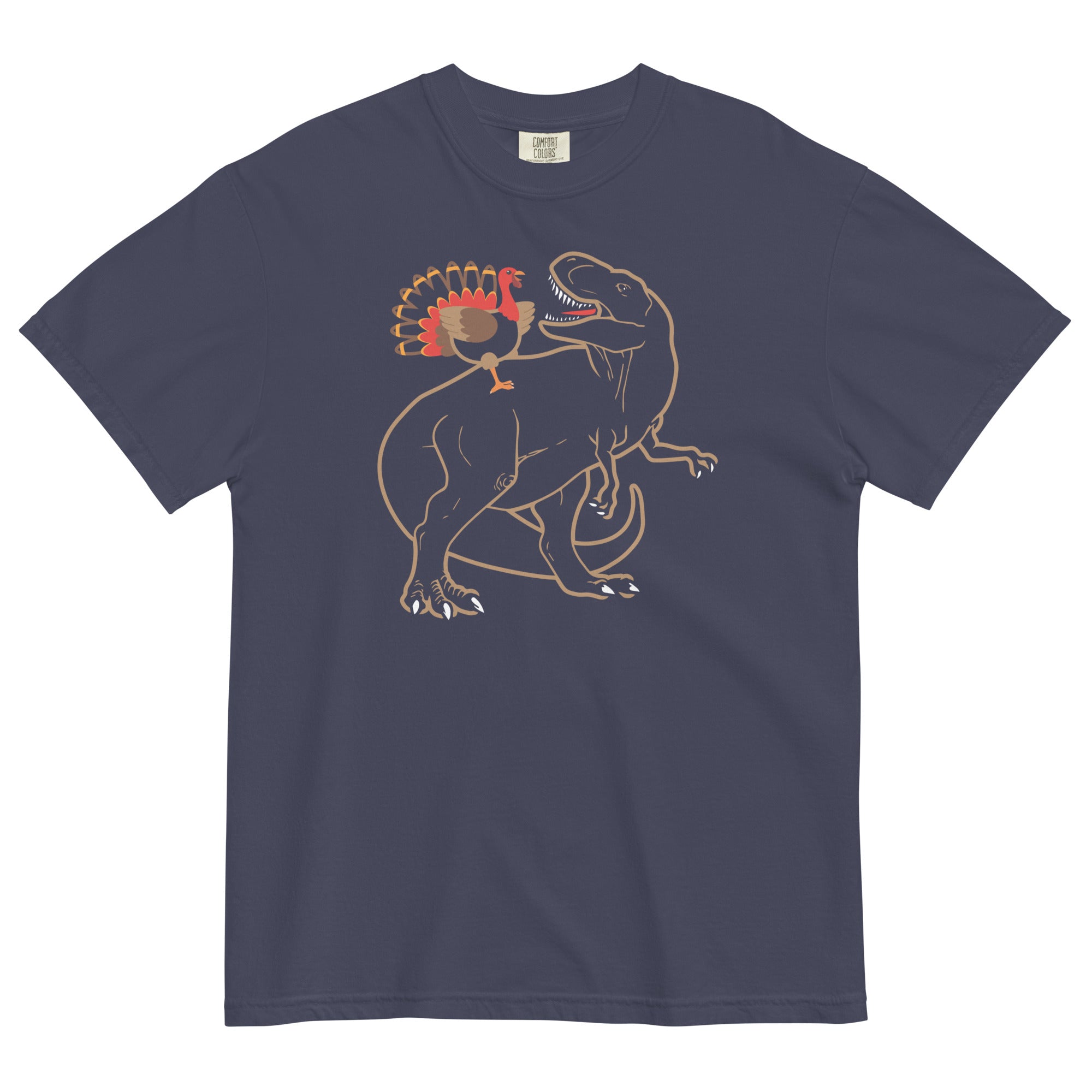 Turkey Riding T-Rex Men's Relaxed Fit Tee Hoodie, Sweatshirt | CoreVibeTees.com (Image 2)