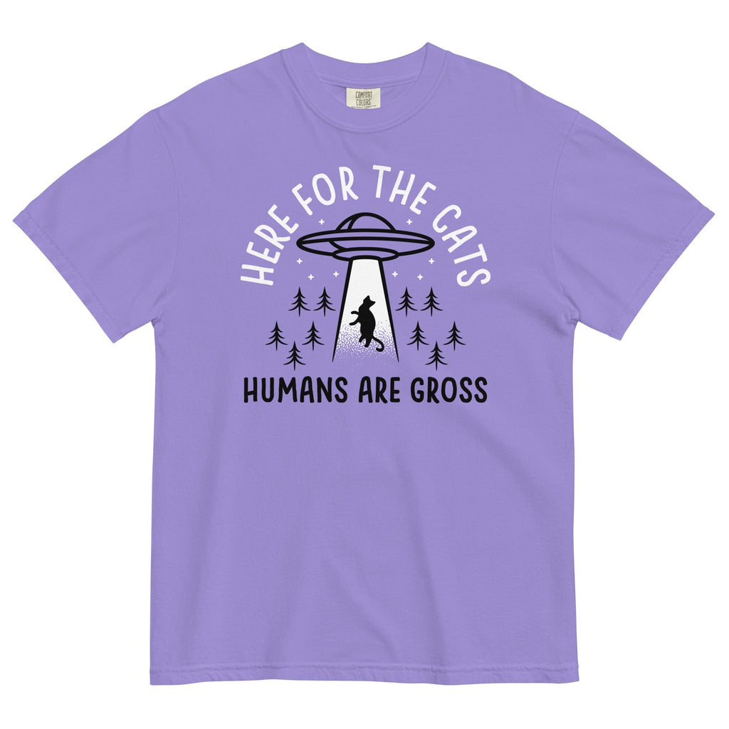 Here For The Cats, Humans Are Gross Men's Relaxed Fit Tee Hoodie, Sweatshirt | CoreVibeTees.com (Image 5)