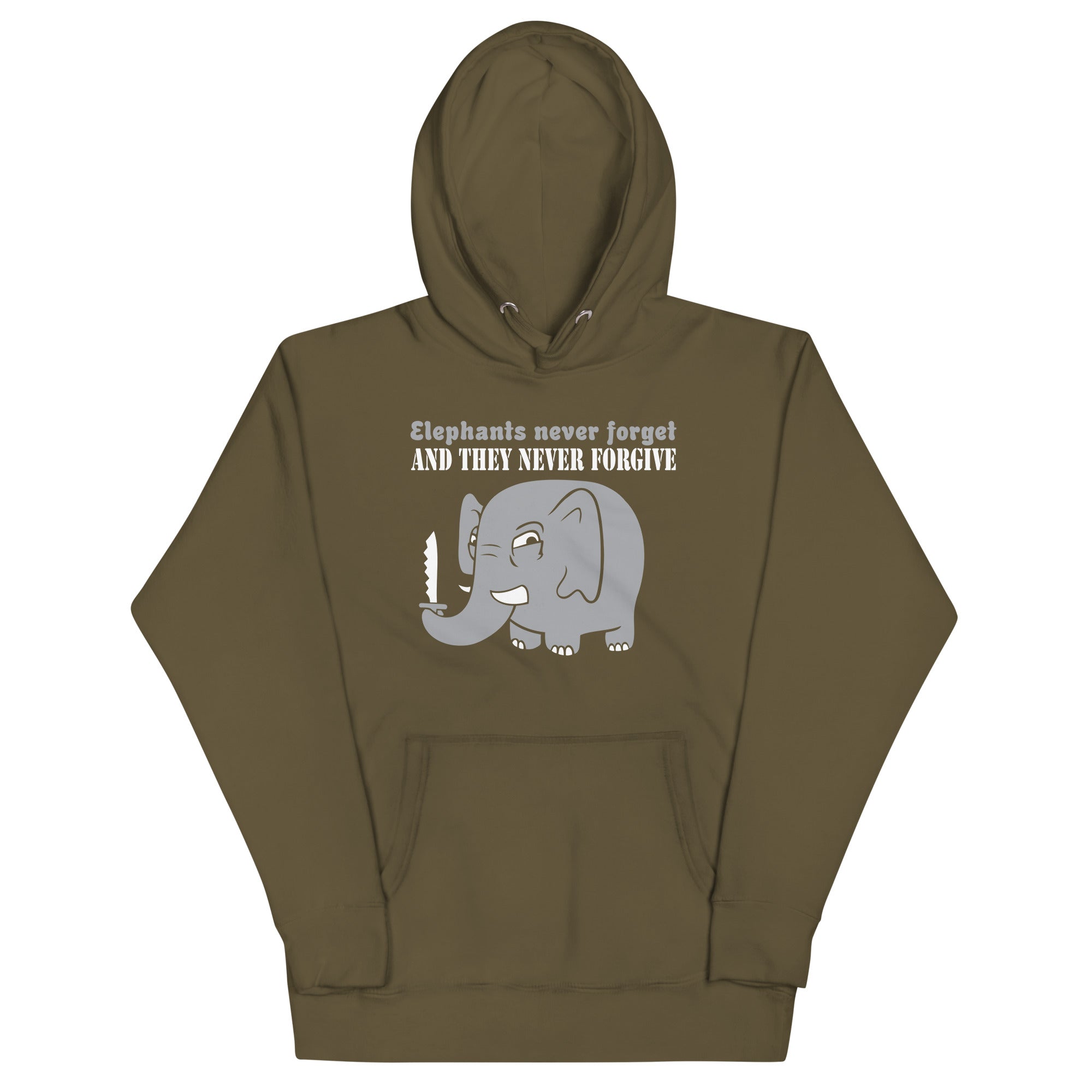 Elephants Never Forgive Unisex Hoodie T-Shirts, Sweatshirt | CoreVibeTees.com (Image 1)
