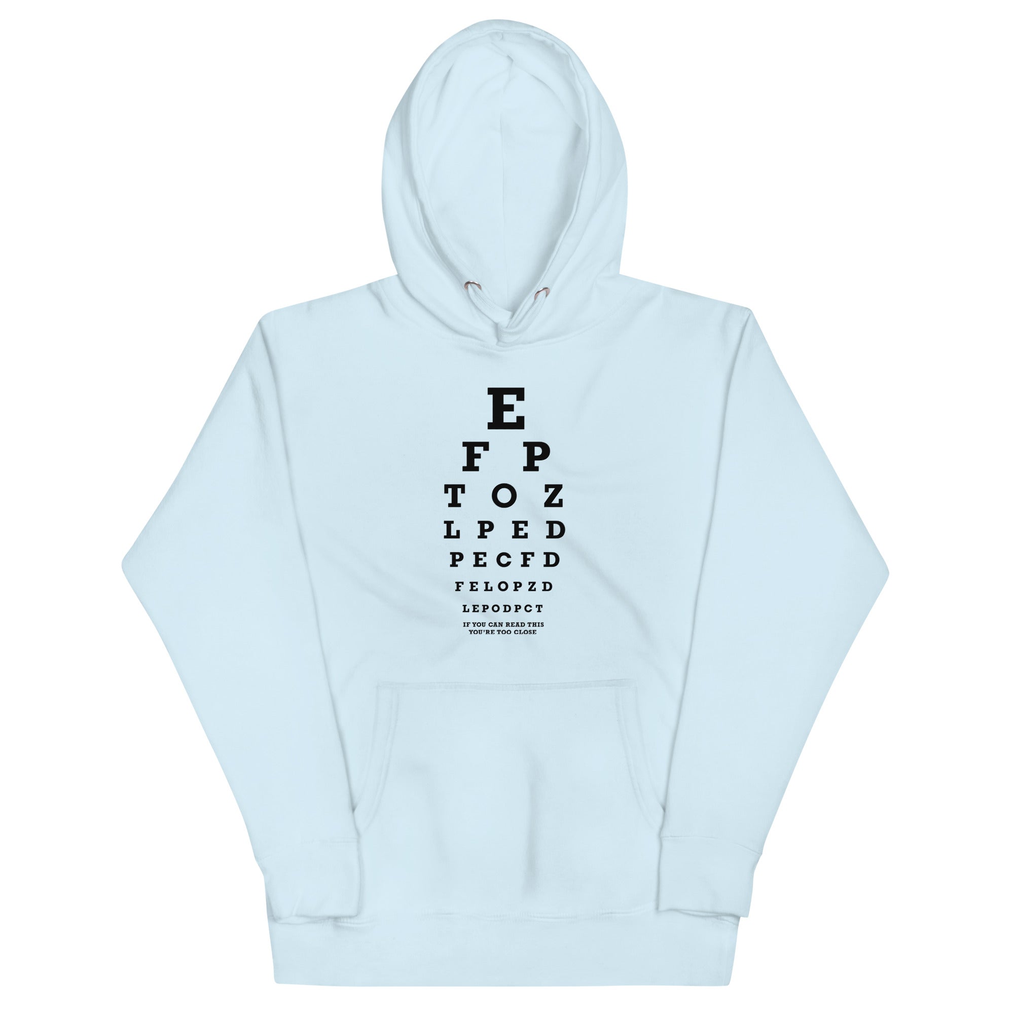 Too Close Eye Chart Unisex Hoodie T-Shirts, Sweatshirt | CoreVibeTees.com (Image 3)