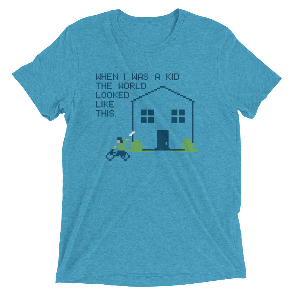 When I Was A Kid The World Men's Tri-Blend Tee Hoodie, Sweatshirt | CoreVibeTees.com (Image 1)