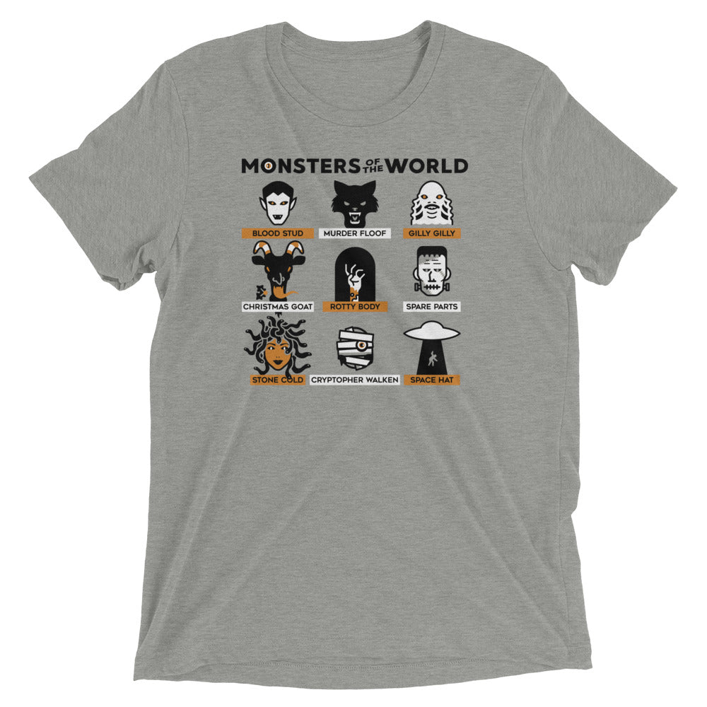 Monsters Of The World Men's Tri-Blend Tee Hoodie, Sweatshirt | CoreVibeTees.com (Image 1)