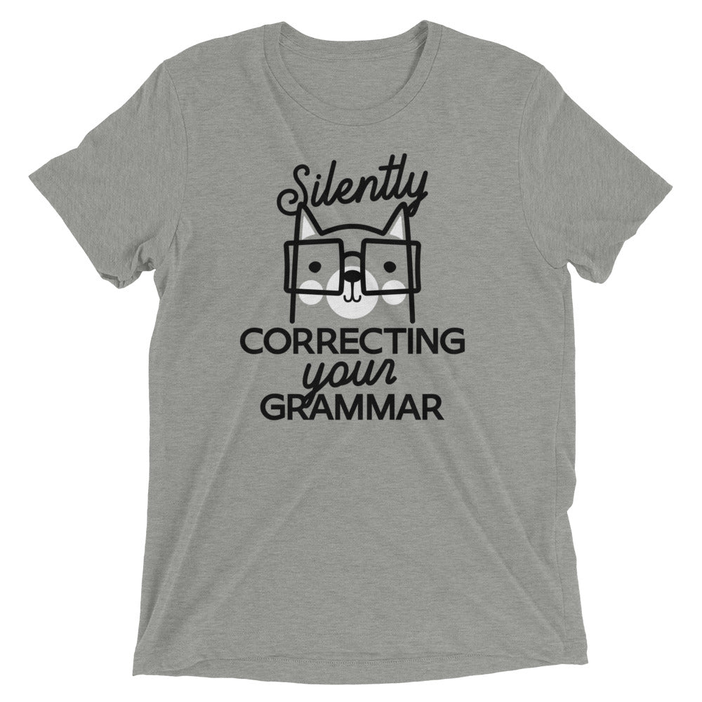 Silently Correcting Your Grammar Men's Tri-Blend Tee Hoodie, Sweatshirt | CoreVibeTees.com (Image 1)
