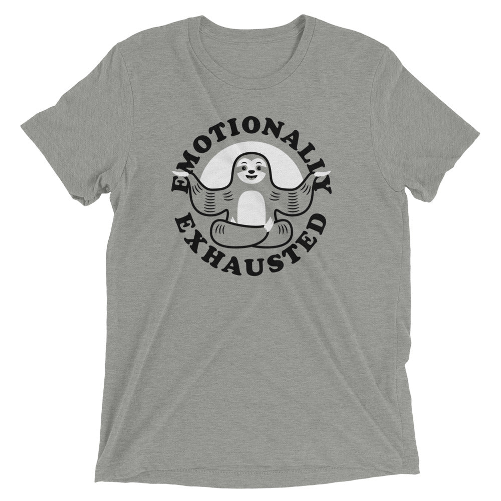 Emotionally Exhausted Men's Tri-Blend Tee Hoodie, Sweatshirt | CoreVibeTees.com (Image 1)