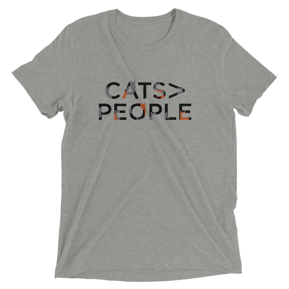 Cats>People Men's Tri-Blend Tee Hoodie, Sweatshirt | CoreVibeTees.com (Image 1)