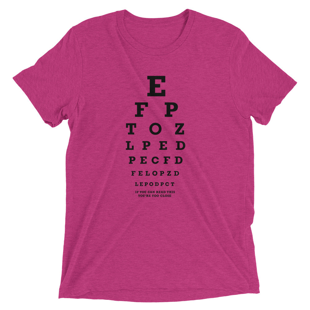 Too Close Eye Chart Men's Tri-Blend Tee Hoodie, Sweatshirt | CoreVibeTees.com (Image 2)