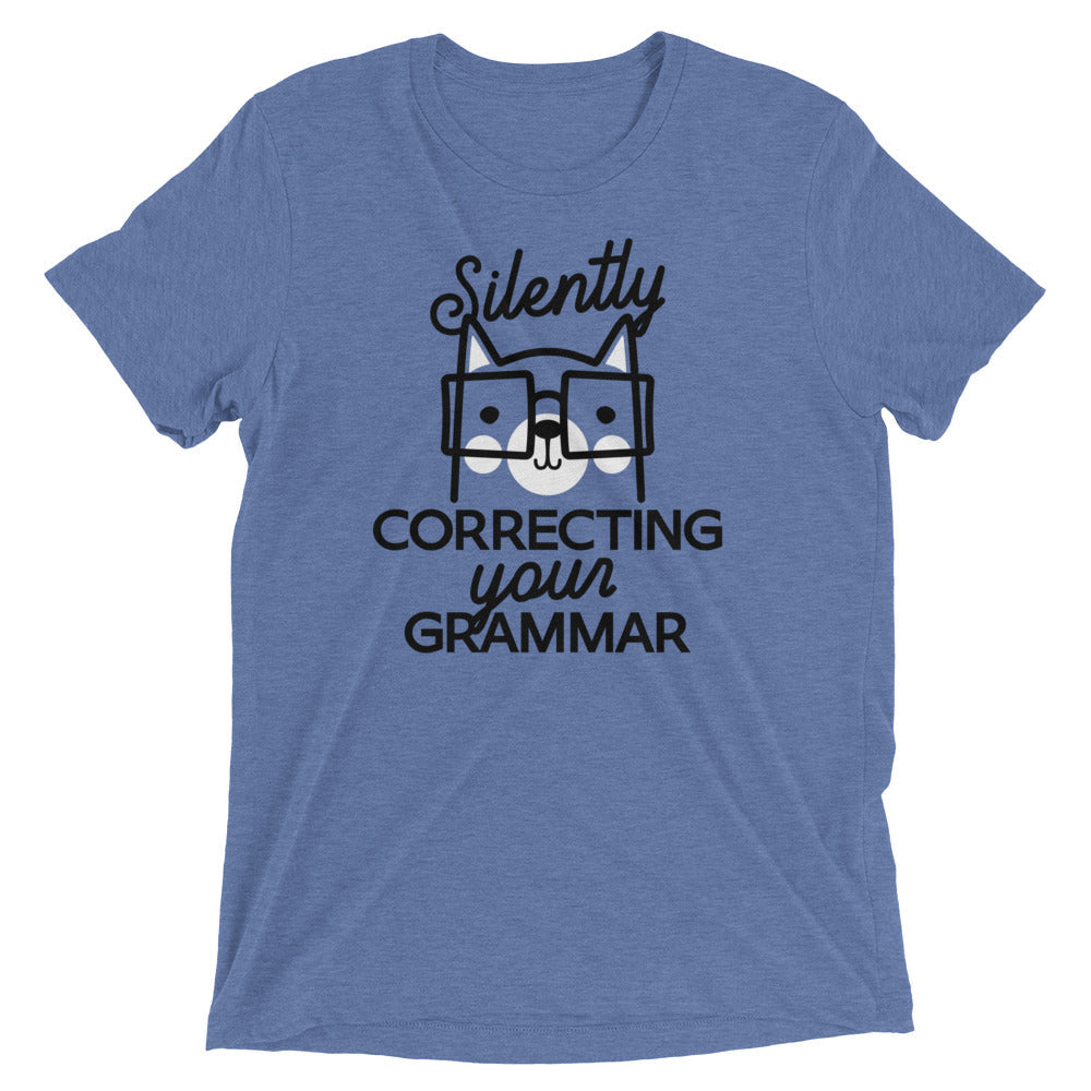 Silently Correcting Your Grammar Men's Tri-Blend Tee Hoodie, Sweatshirt | CoreVibeTees.com (Image 2)