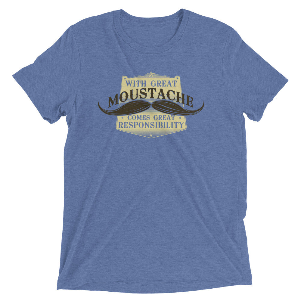 With Great Moustache Men's Tri-Blend Tee Hoodie, Sweatshirt | CoreVibeTees.com (Image 2)