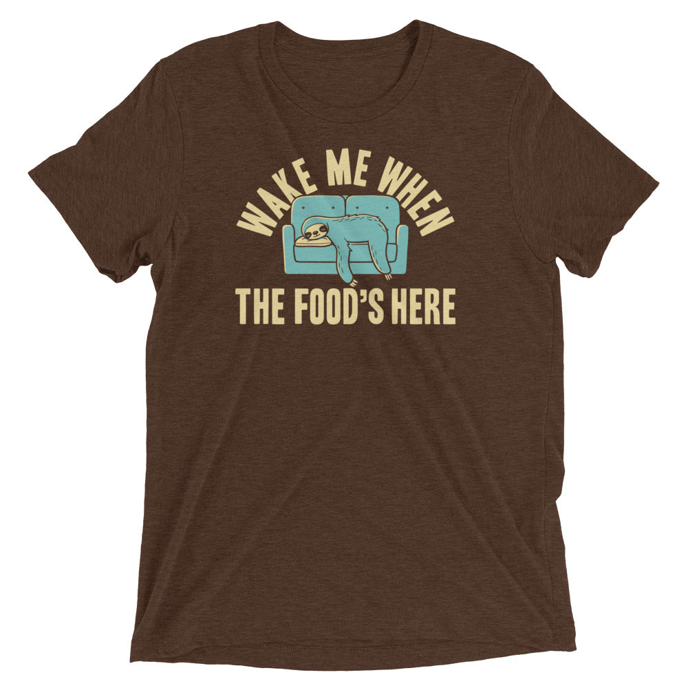 Wake Me When The Food's Here Men's Tri-Blend Tee Hoodie, Sweatshirt | CoreVibeTees.com (Image 3)