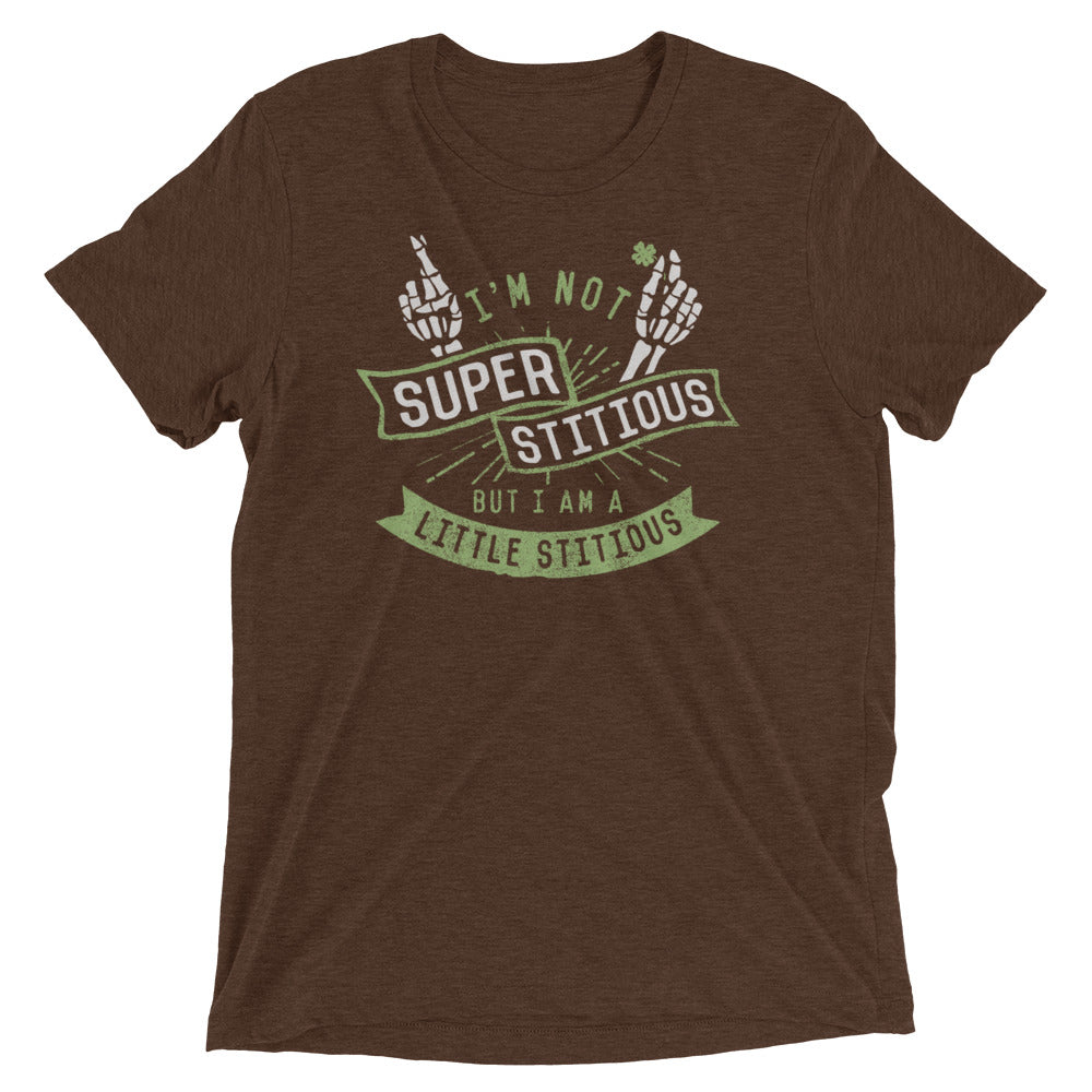I'm Not Superstitious, But I Am A Little Stitious Men's Tri-Blend Tee Hoodie, Sweatshirt | CoreVibeTees.com (Image 3)