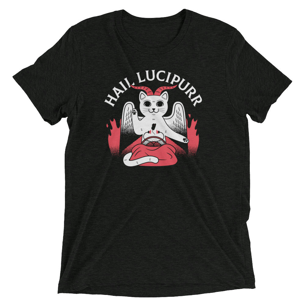 Hail Lucipurr Men's Tri-Blend Tee Hoodie, Sweatshirt | CoreVibeTees.com (Image 1)