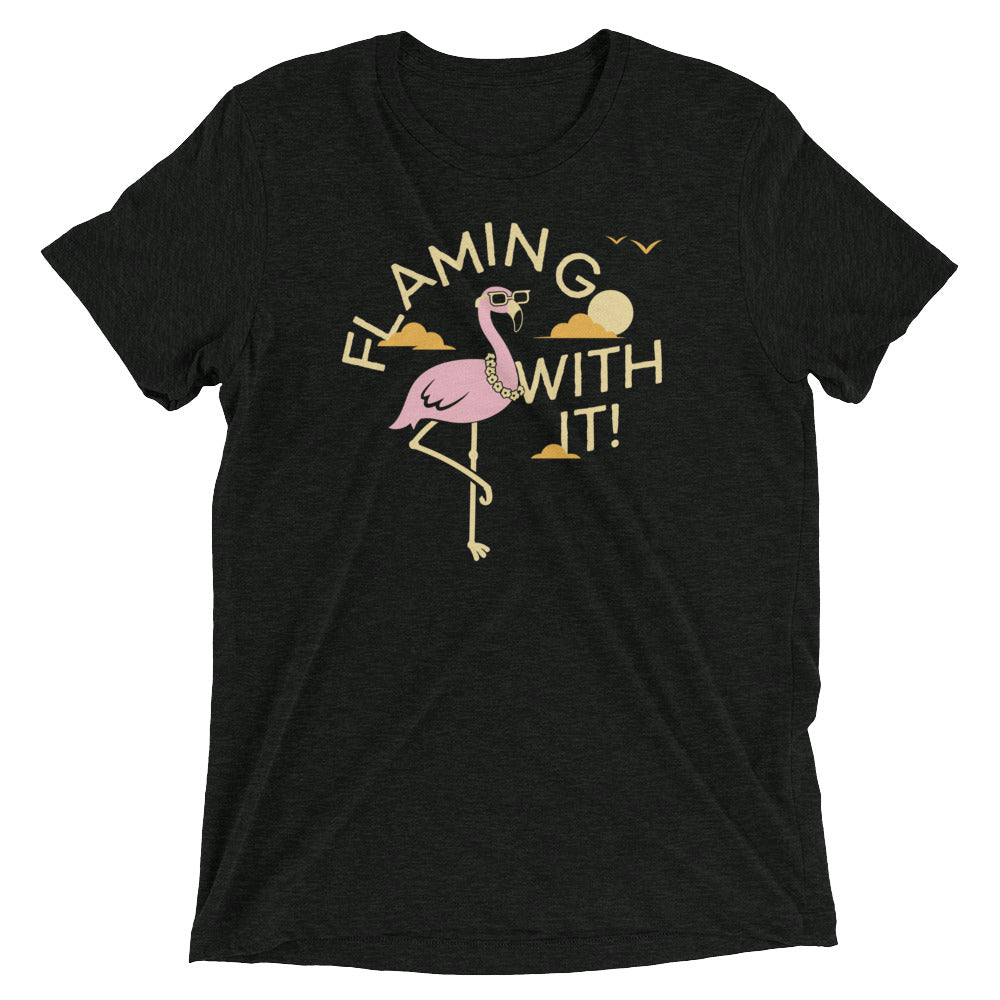 Flamingo With It Men's Tri-Blend Tee Hoodie, Sweatshirt | CoreVibeTees.com (Image 2)