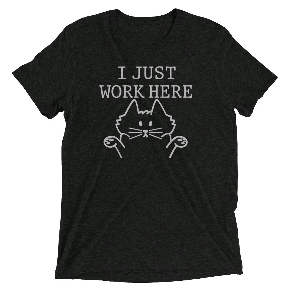 I Just Work Here Men's Tri-Blend Tee Hoodie, Sweatshirt | CoreVibeTees.com (Image 1)