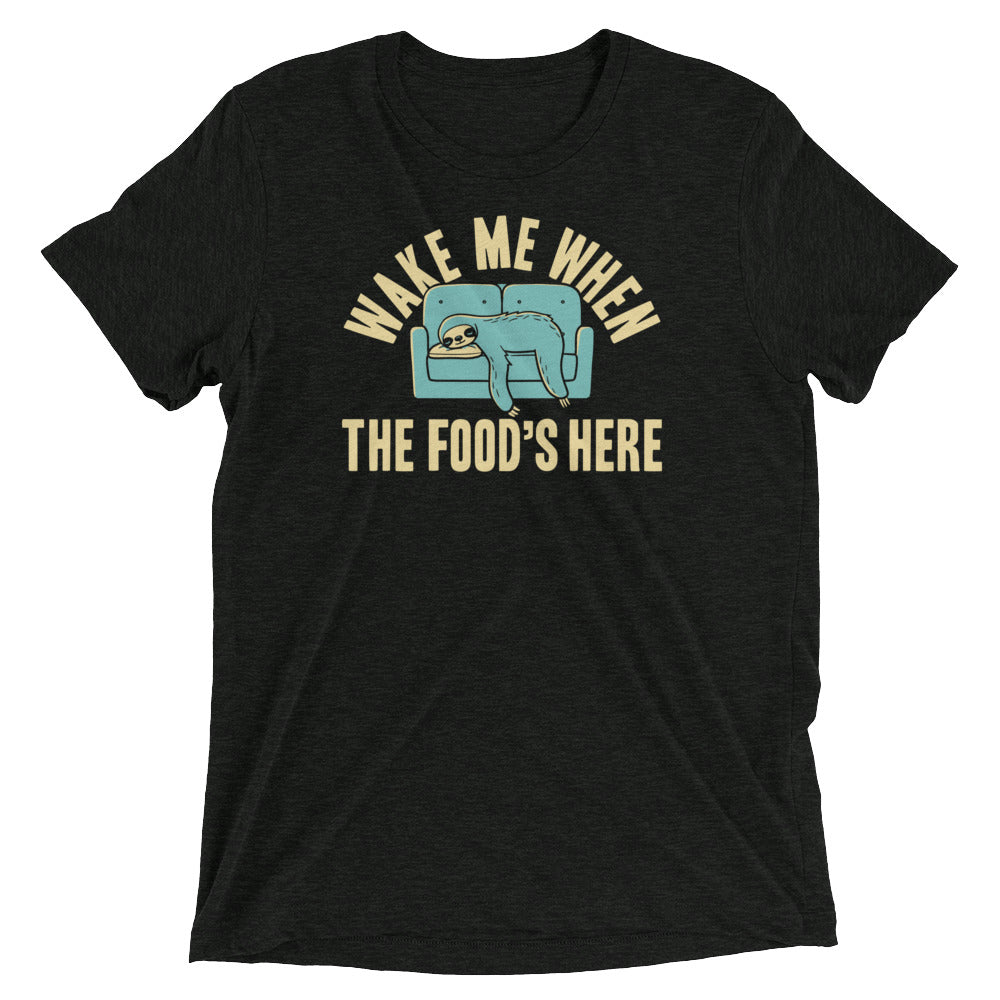 Wake Me When The Food's Here Men's Tri-Blend Tee Hoodie, Sweatshirt | CoreVibeTees.com (Image 2)