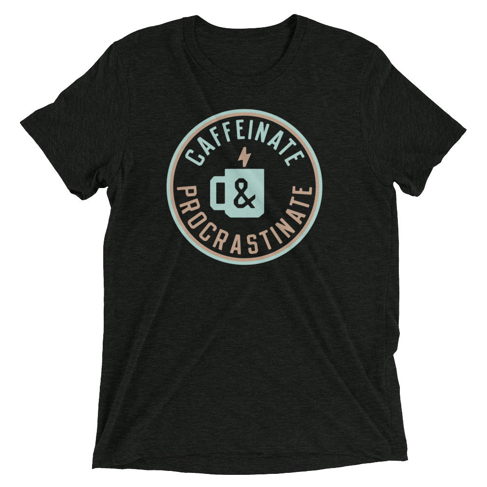 Caffeinate And Procrastinate Men's Tri-Blend Tee Hoodie, Sweatshirt | CoreVibeTees.com (Image 1)