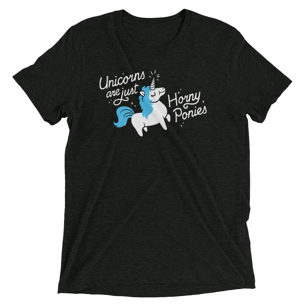 Unicorns Are Just Horny Ponies Men's Tri-Blend Tee Hoodie, Sweatshirt | CoreVibeTees.com (Image 2)