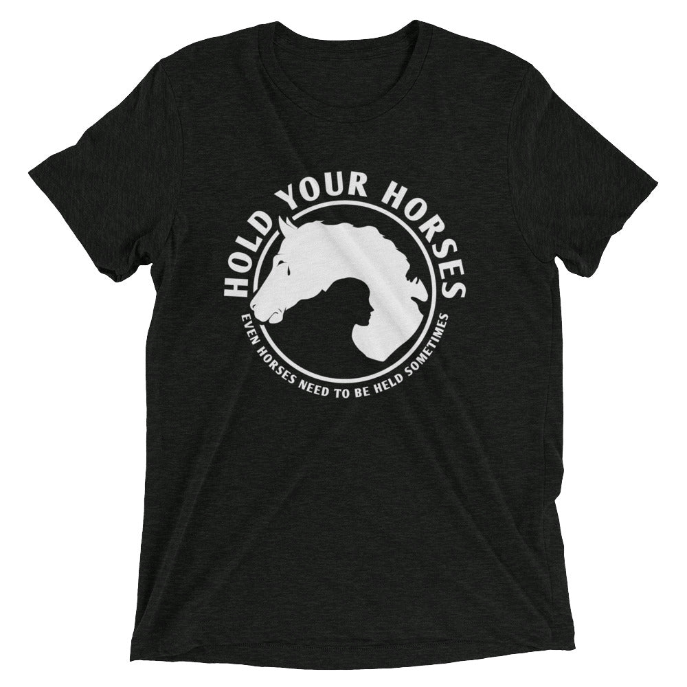Hold Your Horses Men's Tri-Blend Tee Hoodie, Sweatshirt | CoreVibeTees.com (Image 2)