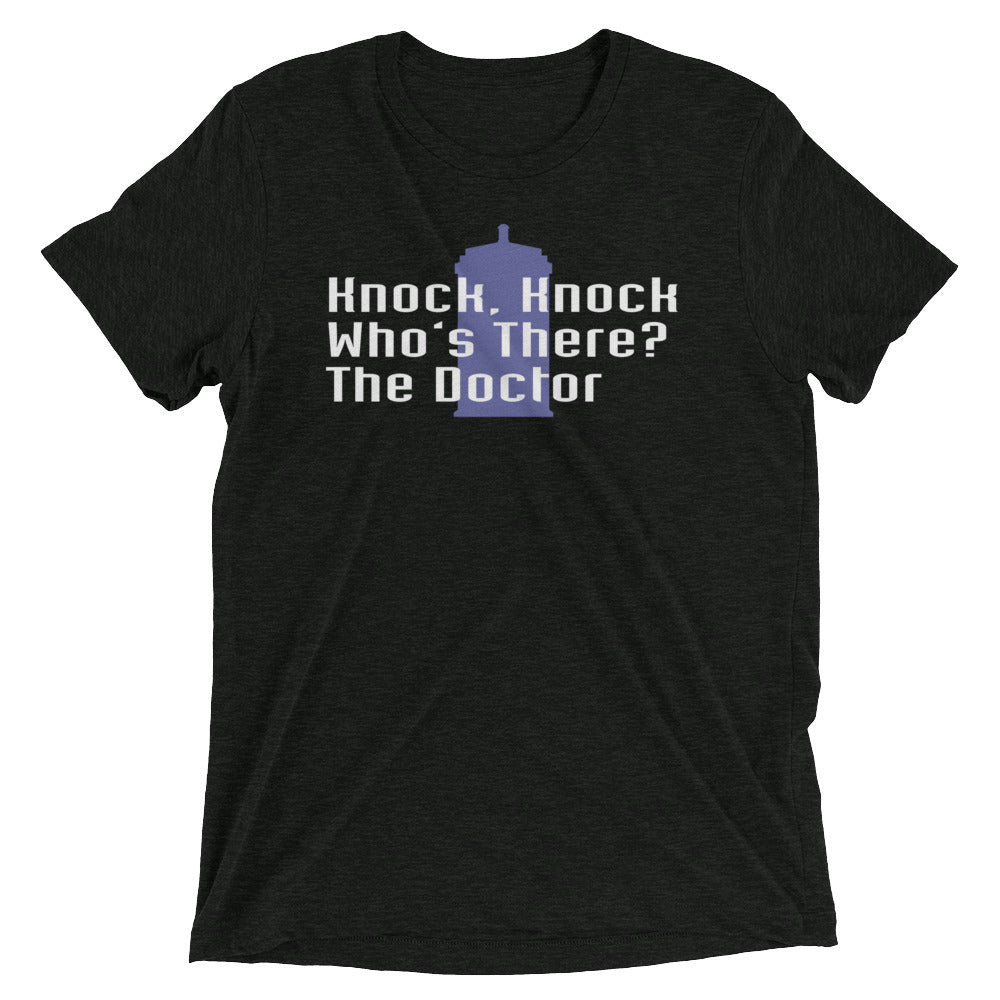Knock Knock! Who's There? The Doctor Men's Tri-Blend Tee Hoodie, Sweatshirt | CoreVibeTees.com (Image 1)