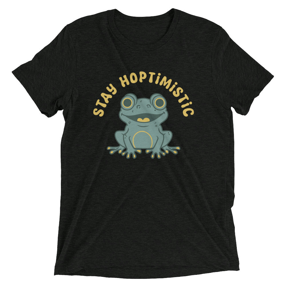 Stay Hoptimistic Men's Tri-Blend Tee Hoodie, Sweatshirt | CoreVibeTees.com (Image 2)