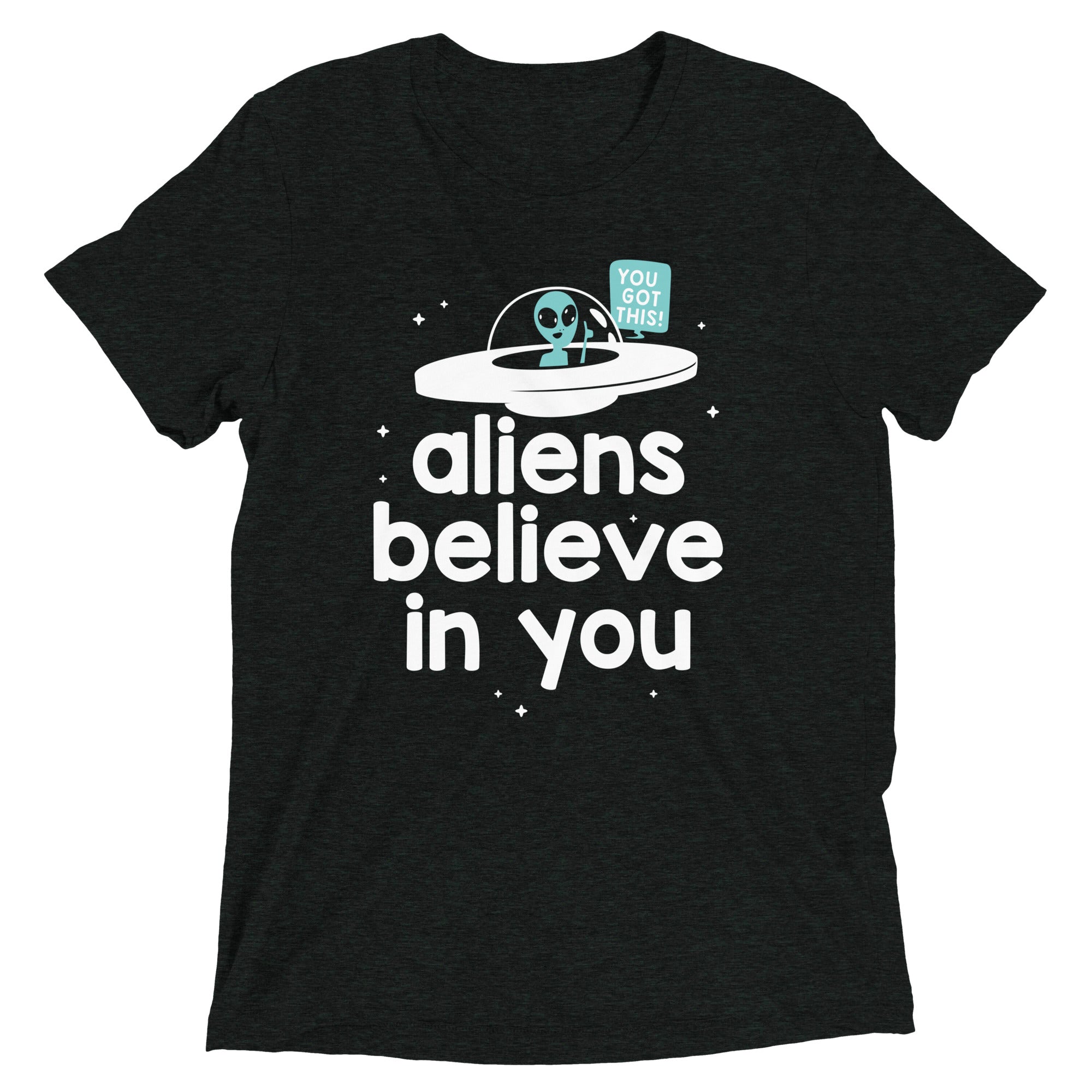 Aliens Believe In You Men's Tri-Blend Tee Hoodie, Sweatshirt | CoreVibeTees.com (Image 2)