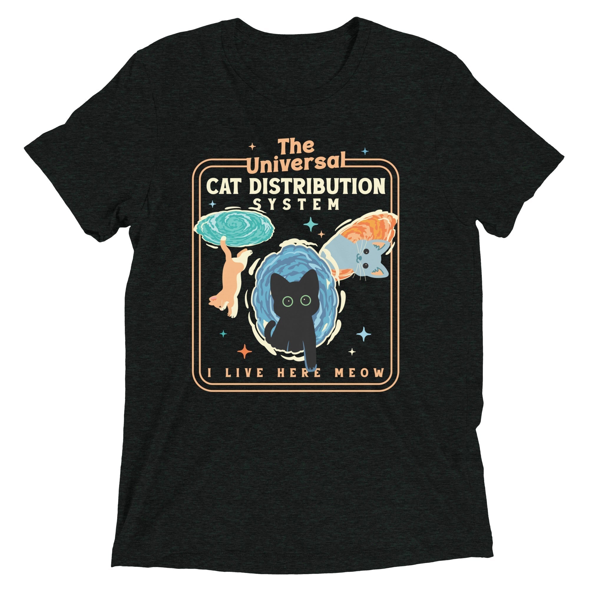 The Universal Cat Distribution System Men's Tri-Blend Tee Hoodie, Sweatshirt | CoreVibeTees.com (Image 1)