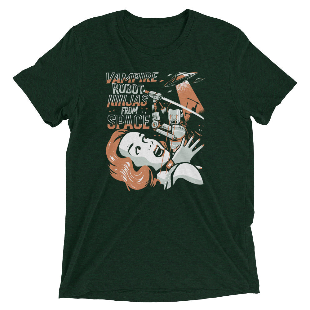 Vampire Robot Ninja From Space Men's Tri-Blend Tee Hoodie, Sweatshirt | CoreVibeTees.com (Image 2)