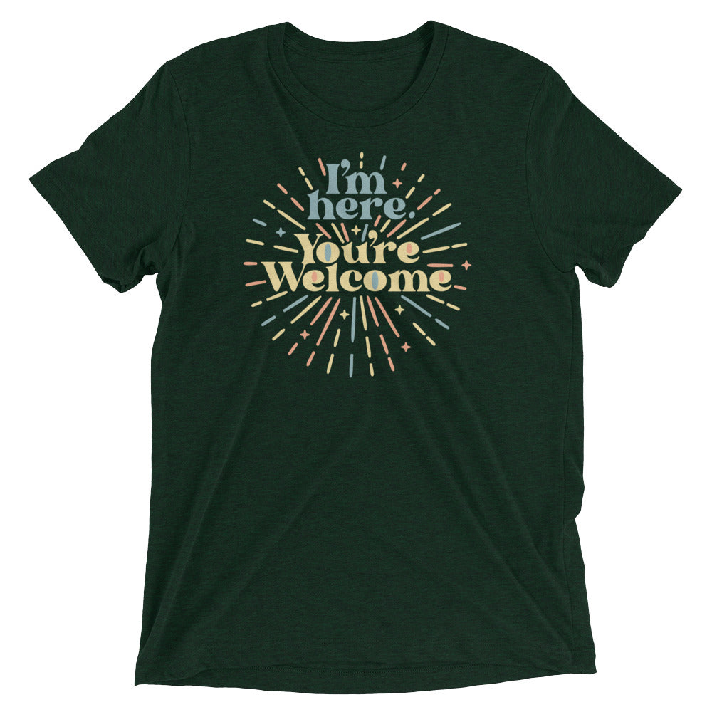 I'm Here You're Welcome Men's Tri-Blend Tee Hoodie, Sweatshirt | CoreVibeTees.com (Image 2)