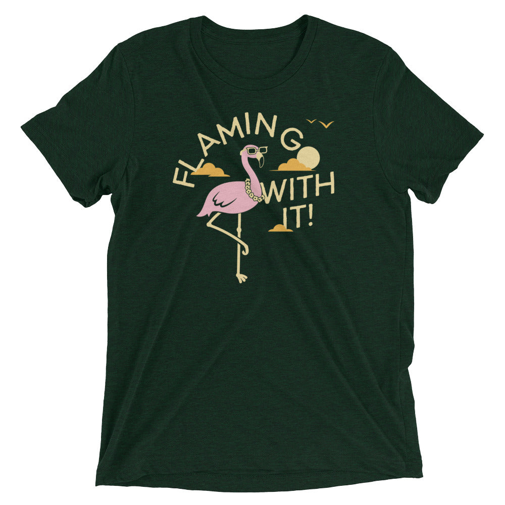 Flamingo With It Men's Tri-Blend Tee Hoodie, Sweatshirt | CoreVibeTees.com (Image 3)