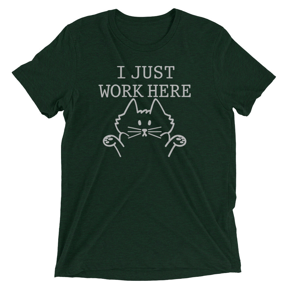 I Just Work Here Men's Tri-Blend Tee Hoodie, Sweatshirt | CoreVibeTees.com (Image 2)