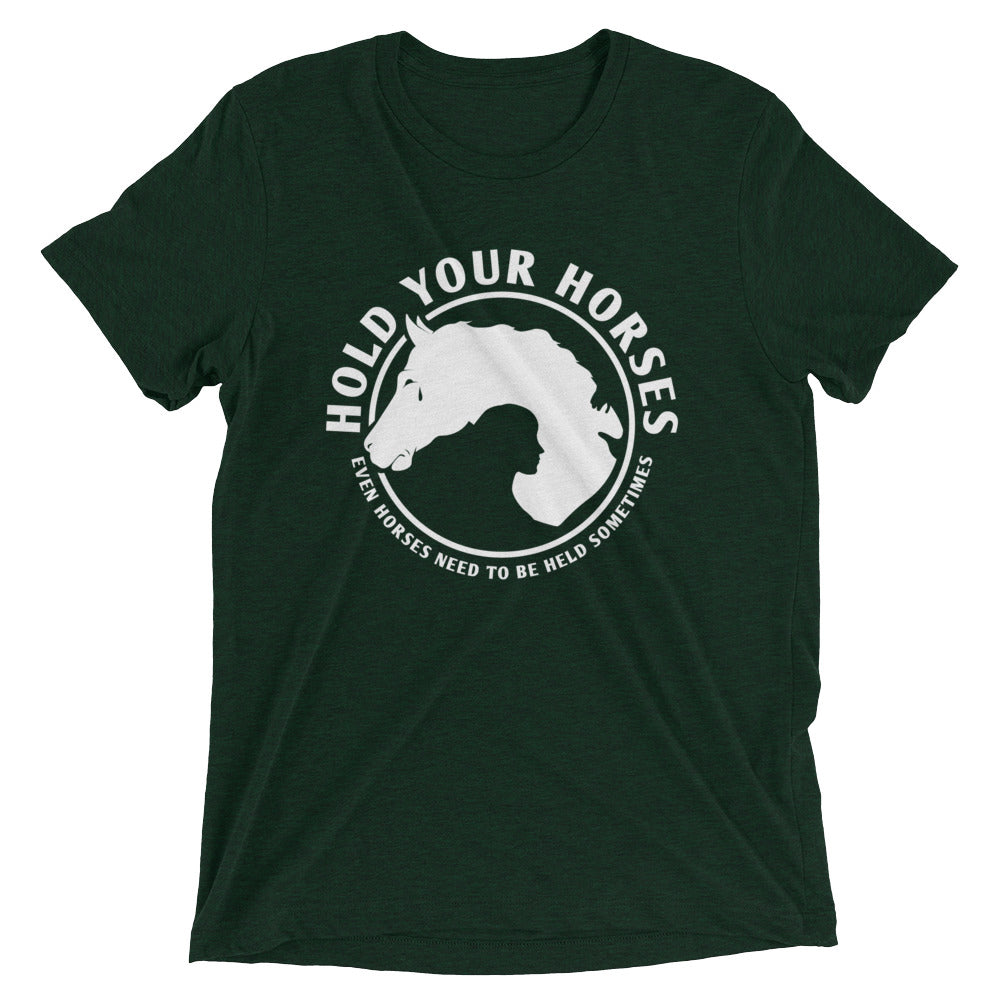 Hold Your Horses Men's Tri-Blend Tee Hoodie, Sweatshirt | CoreVibeTees.com (Image 3)