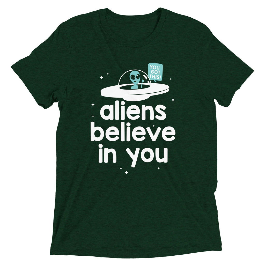 Aliens Believe In You Men's Tri-Blend Tee Hoodie, Sweatshirt | CoreVibeTees.com (Image 3)