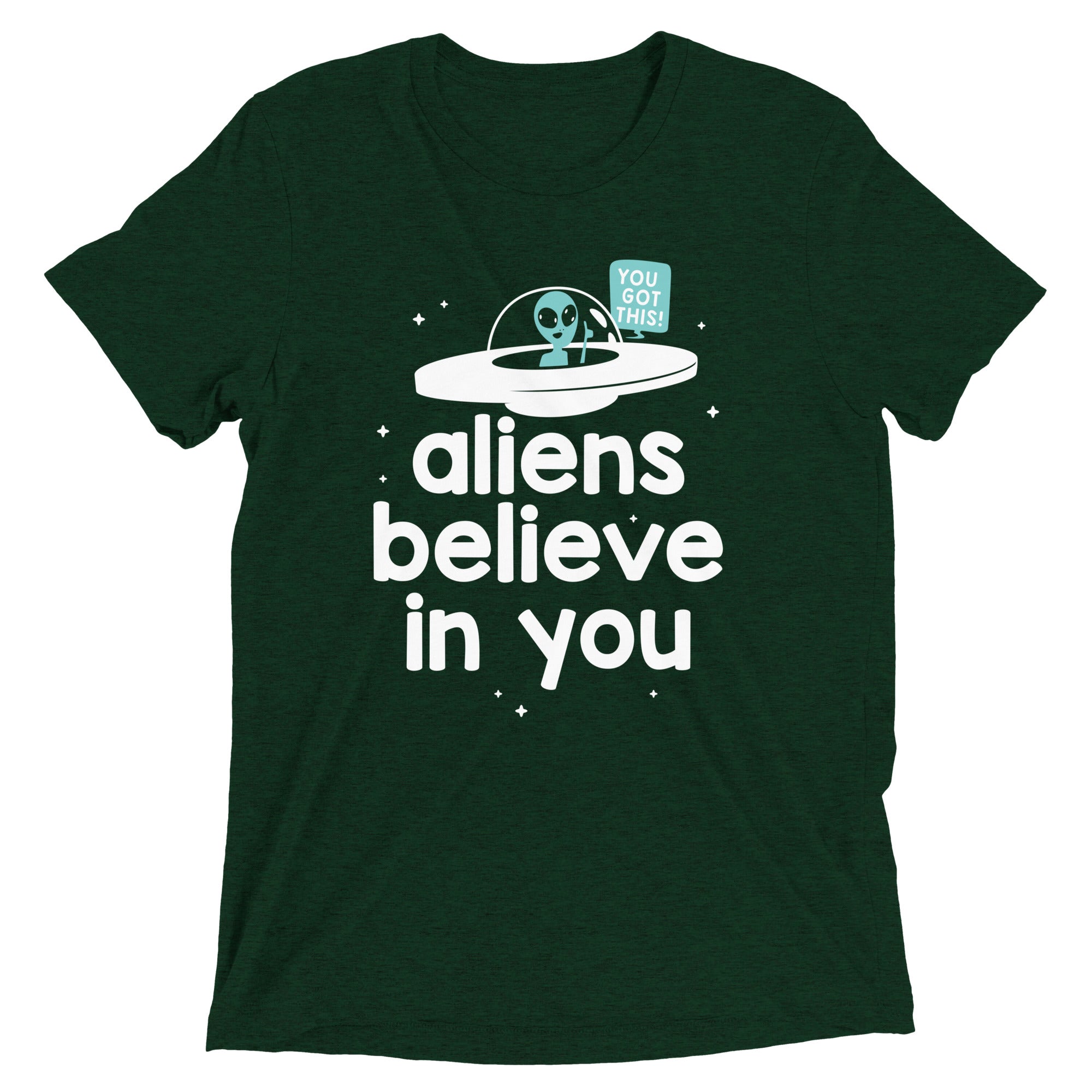 Aliens Believe In You Men's Tri-Blend Tee Hoodie, Sweatshirt | CoreVibeTees.com (Image 3)