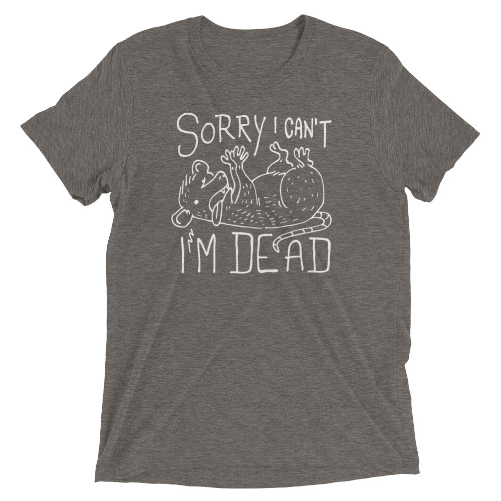 Sorry I Can't I'm Dead Men's Tri-Blend Tee Hoodie, Sweatshirt | CoreVibeTees.com (Image 4)