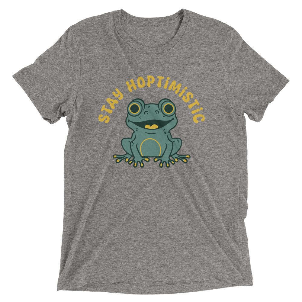 Stay Hoptimistic Men's Tri-Blend Tee Hoodie, Sweatshirt | CoreVibeTees.com (Image 1)