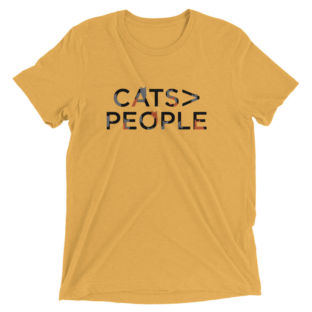 Cats>People Men's Tri-Blend Tee Hoodie, Sweatshirt | CoreVibeTees.com (Image 2)