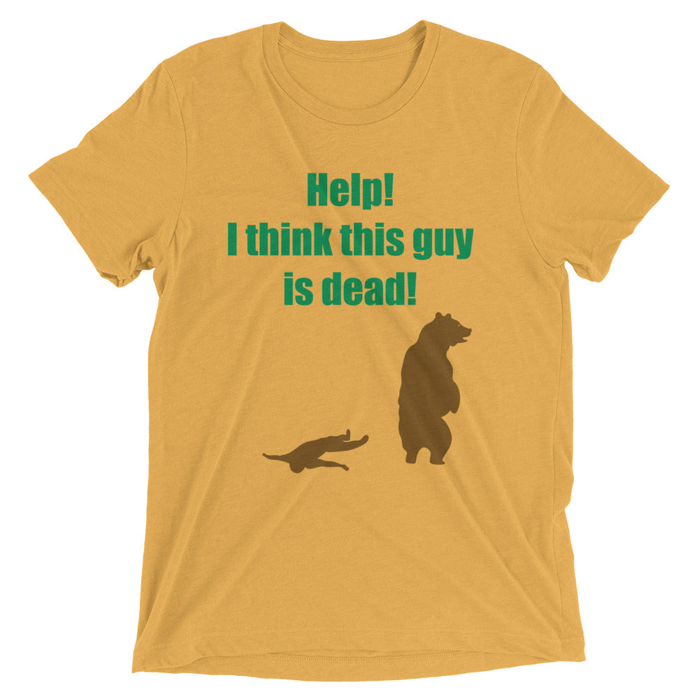 Help! I Think This Guy Is Dead! Men's Tri-Blend Tee Hoodie, Sweatshirt | CoreVibeTees.com (Image 2)